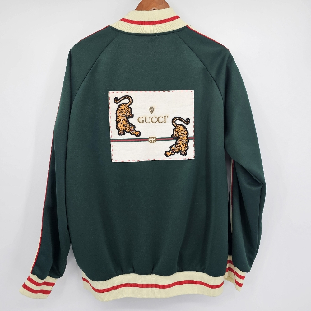 Gucci Green Tiger Patch Bomber Jacket